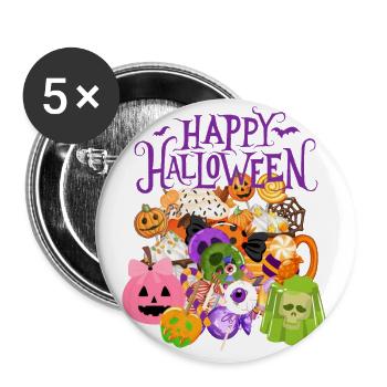 Doux Halloween - Lot de 5 grands badges (56 mm) - blanc - Devant