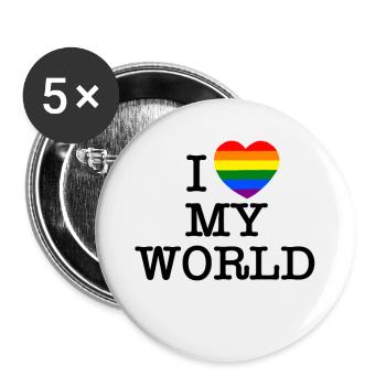 I love my world - Buttons large 2.2''/56 mm (5-pack) - white - Front