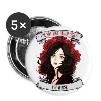 Je ne suis pas comme les autres femmes, je suis pire - Lot de 5 grands badges (56 mm) - blanc - Devant