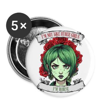 Je ne suis pas comme les autres femmes, je suis pire - Lot de 5 grands badges (56 mm) - blanc - Devant