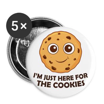 Je suis juste là pour les biscuits - Lot de 5 grands badges (56 mm) - blanc - Devant