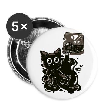 Un chaton noir dans l'encre - humour - Lot de 5 grands badges (56 mm) - blanc - Devant