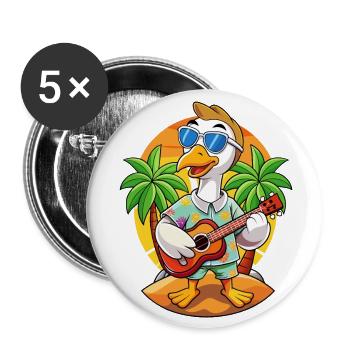 Funny Swan Cartoon Summer Beach Sunglasses Guitar - Buttons large 2.2''/56 mm (5-pack) - white - Front
