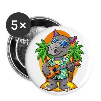 Funny Tapir Summer Beach Sunglasses Hawaiian - Buttons large 2.2''/56 mm (5-pack) - white - Front