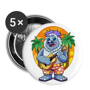 Drôle Yeti Dessin Animé Plage D’été Lunettes De Soleil Guitare - Lot de 5 grands badges (56 mm) - blanc - Devant