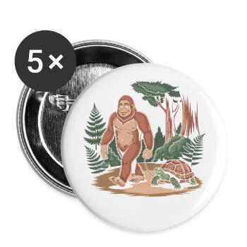 Bigfoot and his trusty Turtle - Buttons large 2.2''/56 mm (5-pack) - white - Front