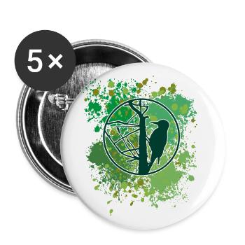 Specht | Woodpecker | Silhouette | Vogel - Buttons groß 56 mm (5er Pack) - Weiß - Vorne