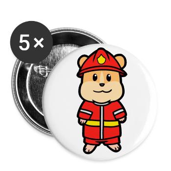 Feuerwehrmann Feuerwehr Hamster Nager Kinder Beruf - Buttons groß 56 mm (5er Pack) - Weiß - Vorne