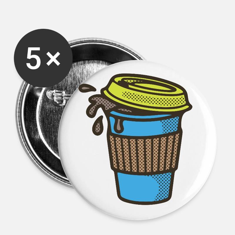 Coffee to go Mug - Buttons large 2.2''/56 mm (5-pack) - white