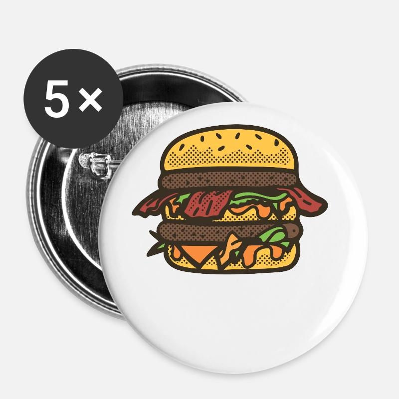 Hamburger - Buttons large 2.2''/56 mm (5-pack) - white