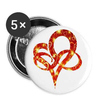 Herz Sterne Glitzer Infinity Heart Liebe - Buttons groß 56 mm (5er Pack) - Weiß - Vorne