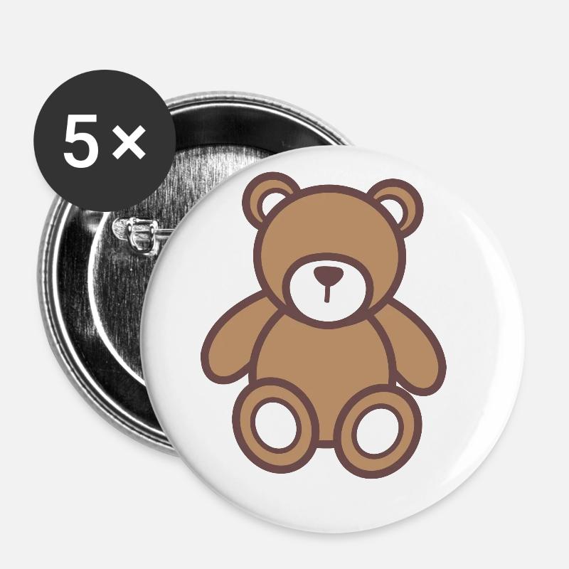 Teddy bear - Buttons large 2.2''/56 mm (5-pack) - white