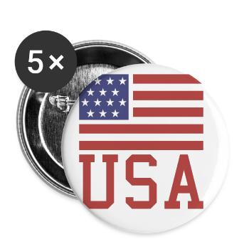 Drapeau américain - Lot de 5 grands badges (56 mm) - blanc - Devant