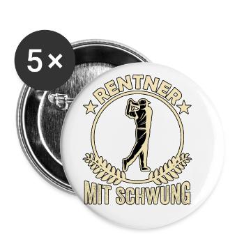 Rentner Mit Schwung Golfsport Golfen Golfspieler S - Buttons groß 56 mm (5er Pack) - Weiß - Vorne