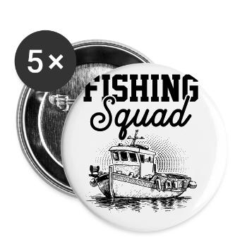 Escouade de pêche - Lot de 5 grands badges (56 mm) - blanc - Devant