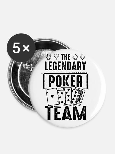 Poker Team - Buttons groß 56 mm (5er Pack) - Weiß