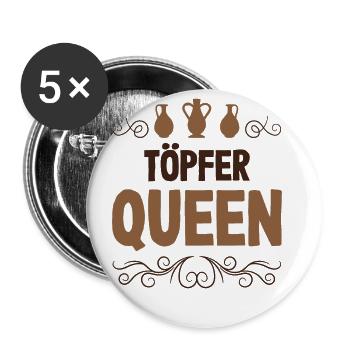 Töpfer Queen Töpferei Keramikarbeit Ton Töpferwerk - Buttons groß 56 mm (5er Pack) - Weiß - Vorne