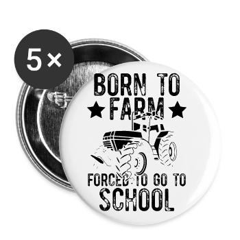 born to farm school - Buttons large 2.2''/56 mm (5-pack) - white - Front
