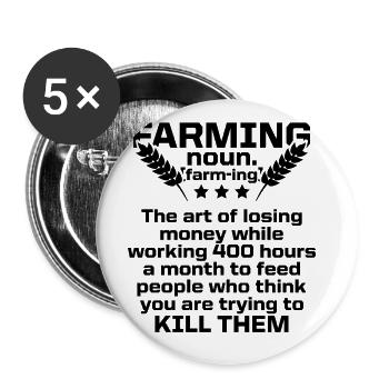 agriculteur agricole - Lot de 5 grands badges (56 mm) - blanc - Devant