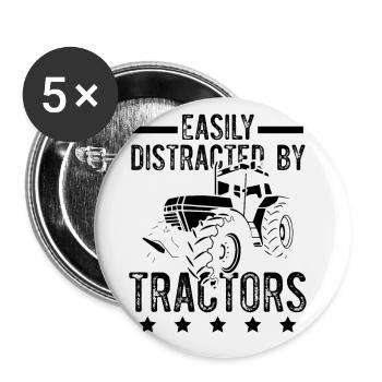 traktor farmer - Buttons groß 56 mm (5er Pack) - Weiß - Vorne