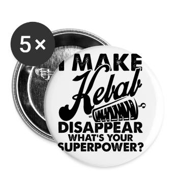 doner kebab - Lot de 5 grands badges (56 mm) - blanc - Devant