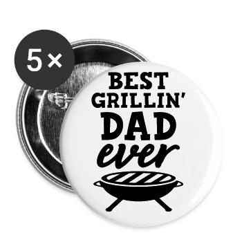 griller dad papa - Buttons groß 56 mm (5er Pack) - Weiß - Vorne