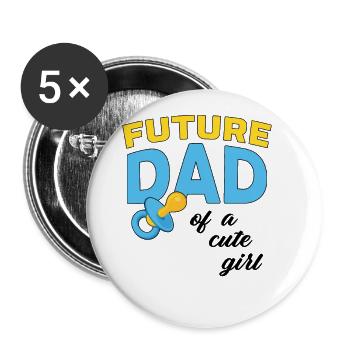 Future Dad Father's Day Dad To Be Daddy Family Chi - Buttons groß 56 mm (5er Pack) - Weiß - Vorne