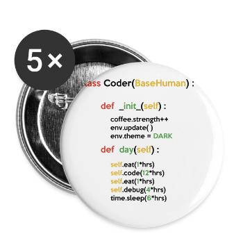 Class Coder Base Human Programming Coder Computer - Buttons groß 56 mm (5er Pack) - Weiß - Vorne