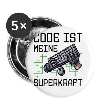 Code Ist Meine Superkraft Software Entwickler Code - Buttons groß 56 mm (5er Pack) - Weiß - Vorne