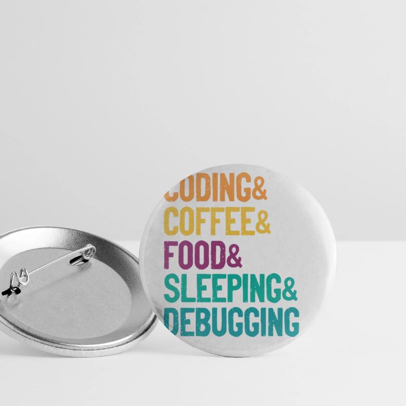 Coding Coffee Food Sleeping Debbuging Programmer C Buttons groß 56 mm (5er Pack)