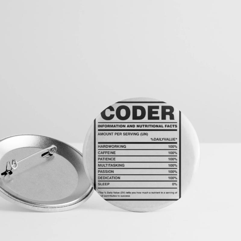 Coder Nutritional Facts Coder Programmer Computer Buttons groß 56 mm (5er Pack)