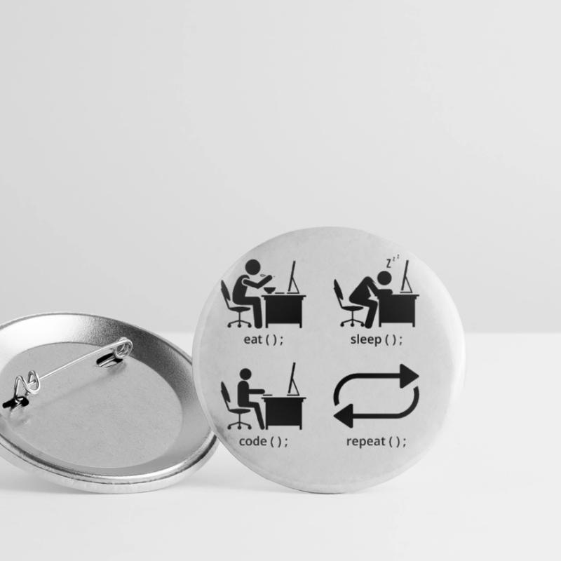 Eat Sleep Code Repeat Coder Programmer Software De Buttons groß 56 mm (5er Pack)