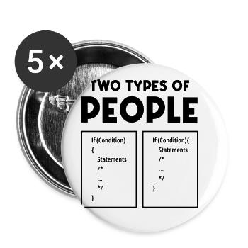 Two Types Of People Software Developer Programmer - Buttons groß 56 mm (5er Pack) - Weiß - Vorne