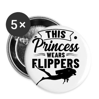 This Princess Wear Flippers Diver Scuba Diver Divi - Buttons groß 56 mm (5er Pack) - Weiß - Vorne