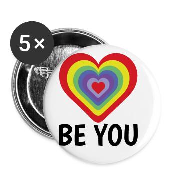 Be You Gay Pride Lgbtq Rainbow Transgender Bisexua - Buttons groß 56 mm (5er Pack) - Weiß - Vorne