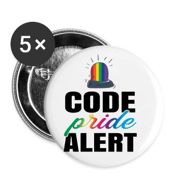 Code Pride Alert Bisexual Lesbian Love Asexual Tra - Buttons groß 56 mm (5er Pack) - Weiß - Vorne