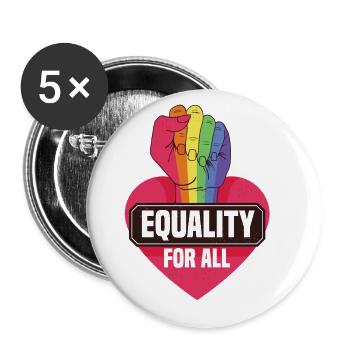 Equality For All Bisexual Lesbian Gay Pride Love R - Buttons groß 56 mm (5er Pack) - Weiß - Vorne