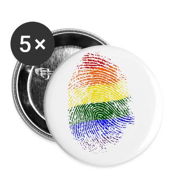 Fingerprint Pride Lgbtq Rainbow Transgender Bisexu - Buttons groß 56 mm (5er Pack) - Weiß - Vorne