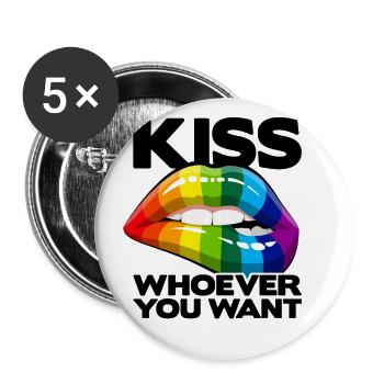 Kiss Whoever You Want Lesbian Pansexual Diversity - Buttons groß 56 mm (5er Pack) - Weiß - Vorne