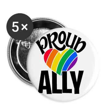 Proud Ally Rainbow Lgbtq Gay Diversity Transgender - Buttons groß 56 mm (5er Pack) - Weiß - Vorne