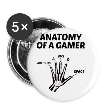 Anatomy Of A Gamer Video Game Player Gaming Pc Con - Buttons groß 56 mm (5er Pack) - Weiß - Vorne