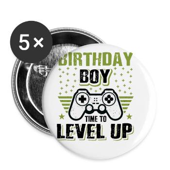 Birthday Boy Time To Level Up Video Games Online G - Buttons groß 56 mm (5er Pack) - Weiß - Vorne