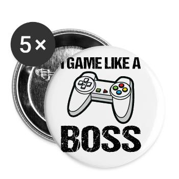 I Game Like A Boss Video Game Player Gaming Nerd G - Buttons groß 56 mm (5er Pack) - Weiß - Vorne