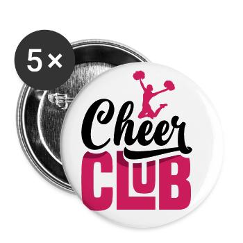 Cheer Club Cheerleading Cheerleader Cheerdance Gym - Buttons groß 56 mm (5er Pack) - Weiß - Vorne