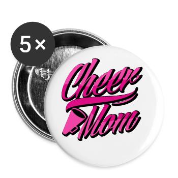 Cheer Mom Cheerleading Cheerleader Cheerdance Gymn - Buttons groß 56 mm (5er Pack) - Weiß - Vorne