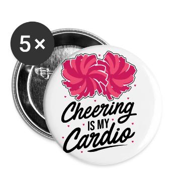 Cheering Is My Cardio Cheerleading Cheerleader Gym - Buttons groß 56 mm (5er Pack) - Weiß - Vorne