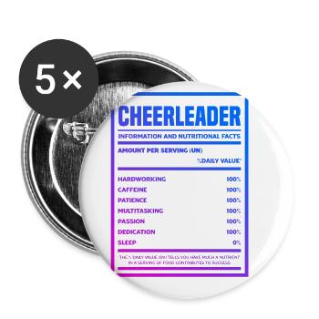 Cheerleader Nutritional Facts Cheerleading Cheerda - Buttons groß 56 mm (5er Pack) - Weiß - Vorne