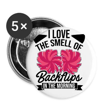 I Love The Smell Of Backflip In The Morning Gymnas - Buttons groß 56 mm (5er Pack) - Weiß - Vorne
