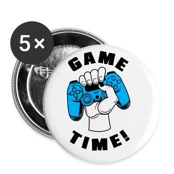 Game Time Video Game Player Gaming Gamer Console P - Buttons groß 56 mm (5er Pack) - Weiß - Vorne