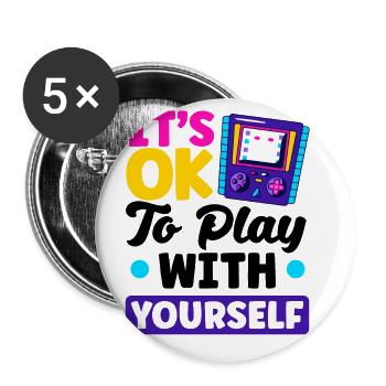 It's Okay To Play With Yourself Video Game Player - Buttons groß 56 mm (5er Pack) - Weiß - Vorne